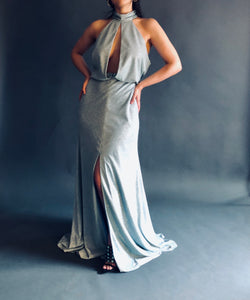 DEEP V NECK HALTER DRESS