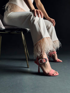 CAPRI PANTS WITH FEATHERS IN BLUSH