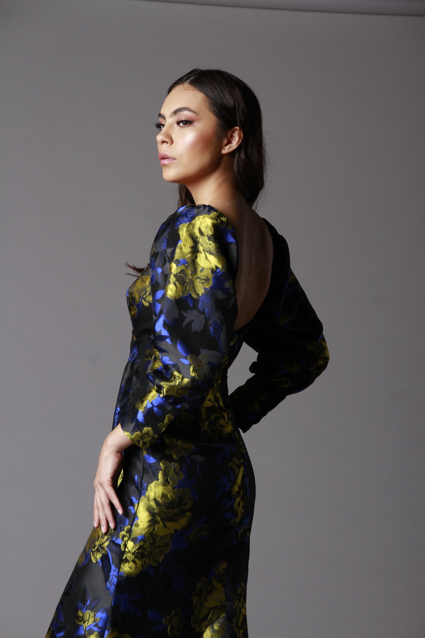 CLEAN CUT BROCADE GOWN
