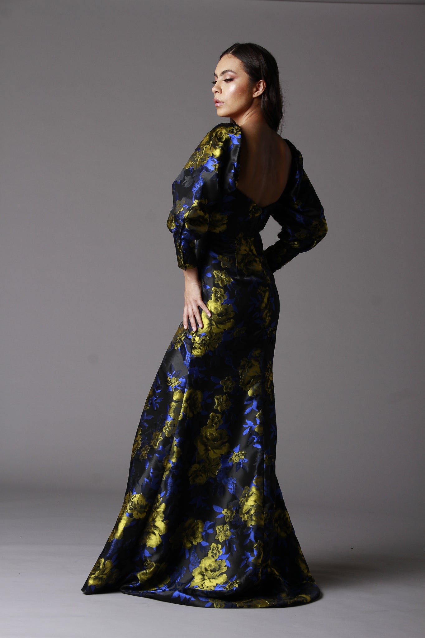 CLEAN CUT BROCADE GOWN
