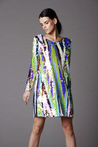 LONG SLEEVE MINI SEQUIN DRESS