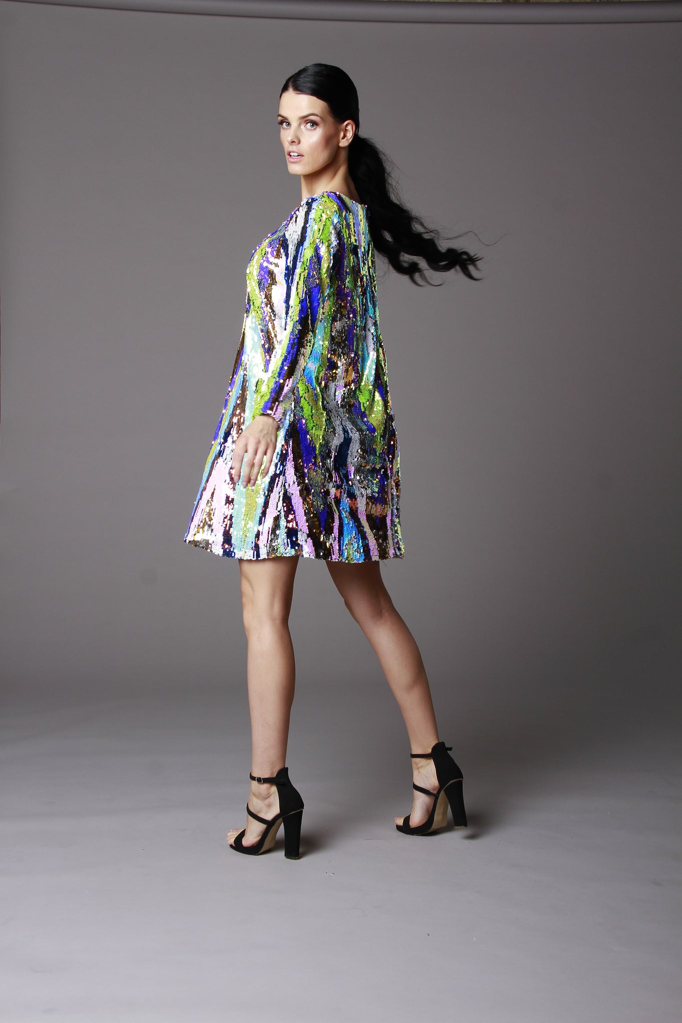 LONG SLEEVE MINI SEQUIN DRESS