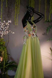 OLIVE TULLE BALLGOWN