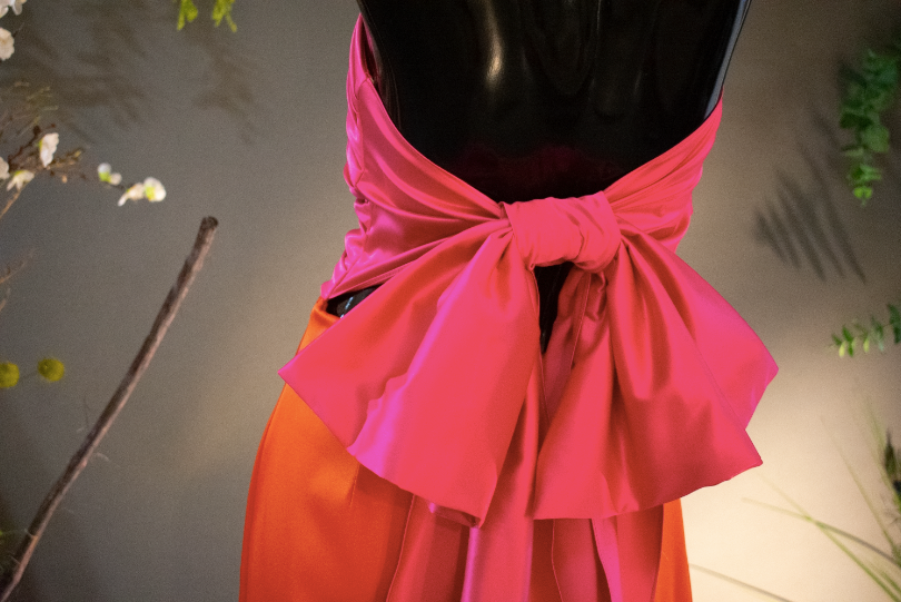 ORANGE AND PINK WITH A BOW