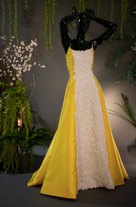 YELLOW AND FLOWERS BALLGOWN