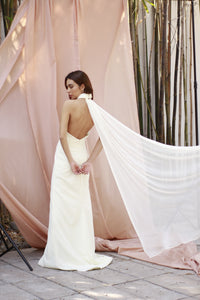 Backless halter wedding dress