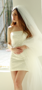 Sparkly mini bridal dress