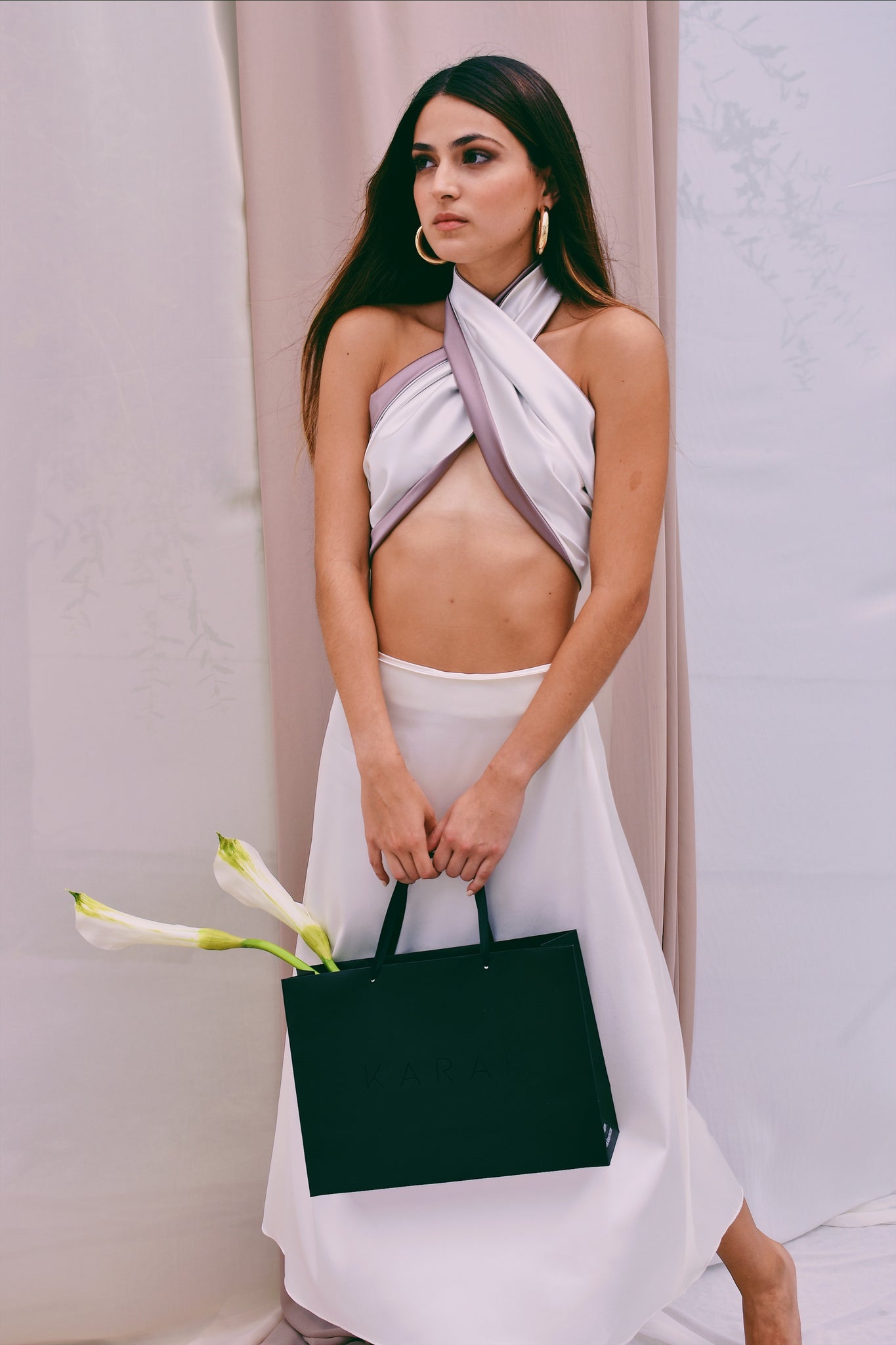 MULTIPURPOSE BAND TOP IN IVORY/TAUPE