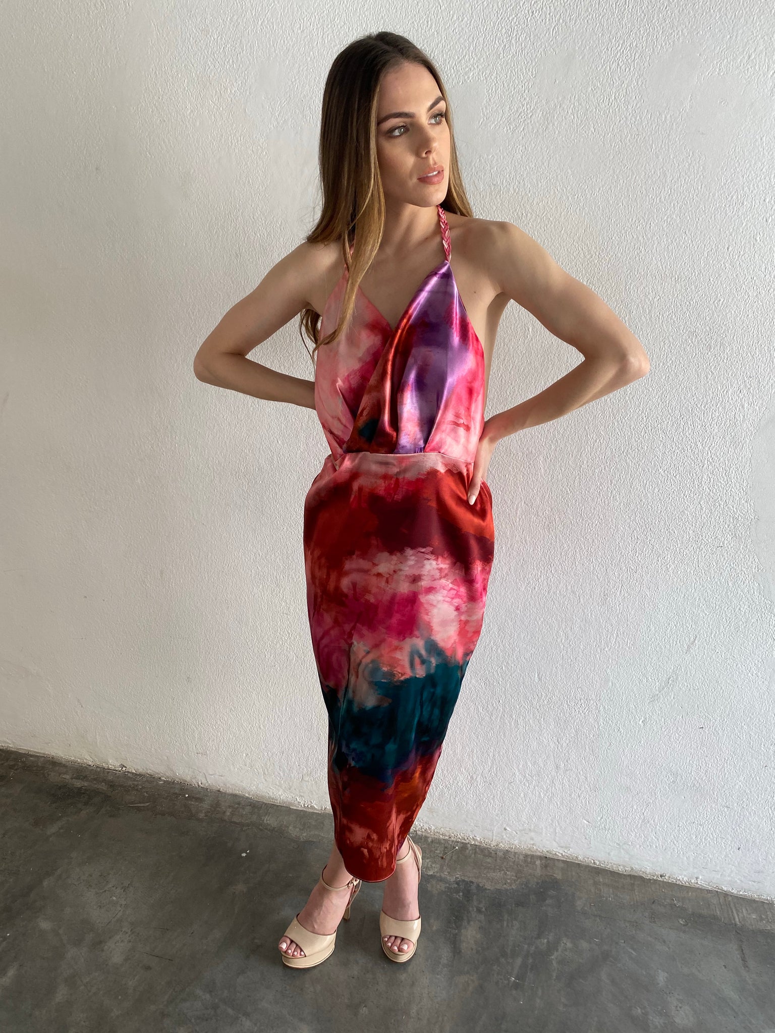 The tiedye midi silk dress