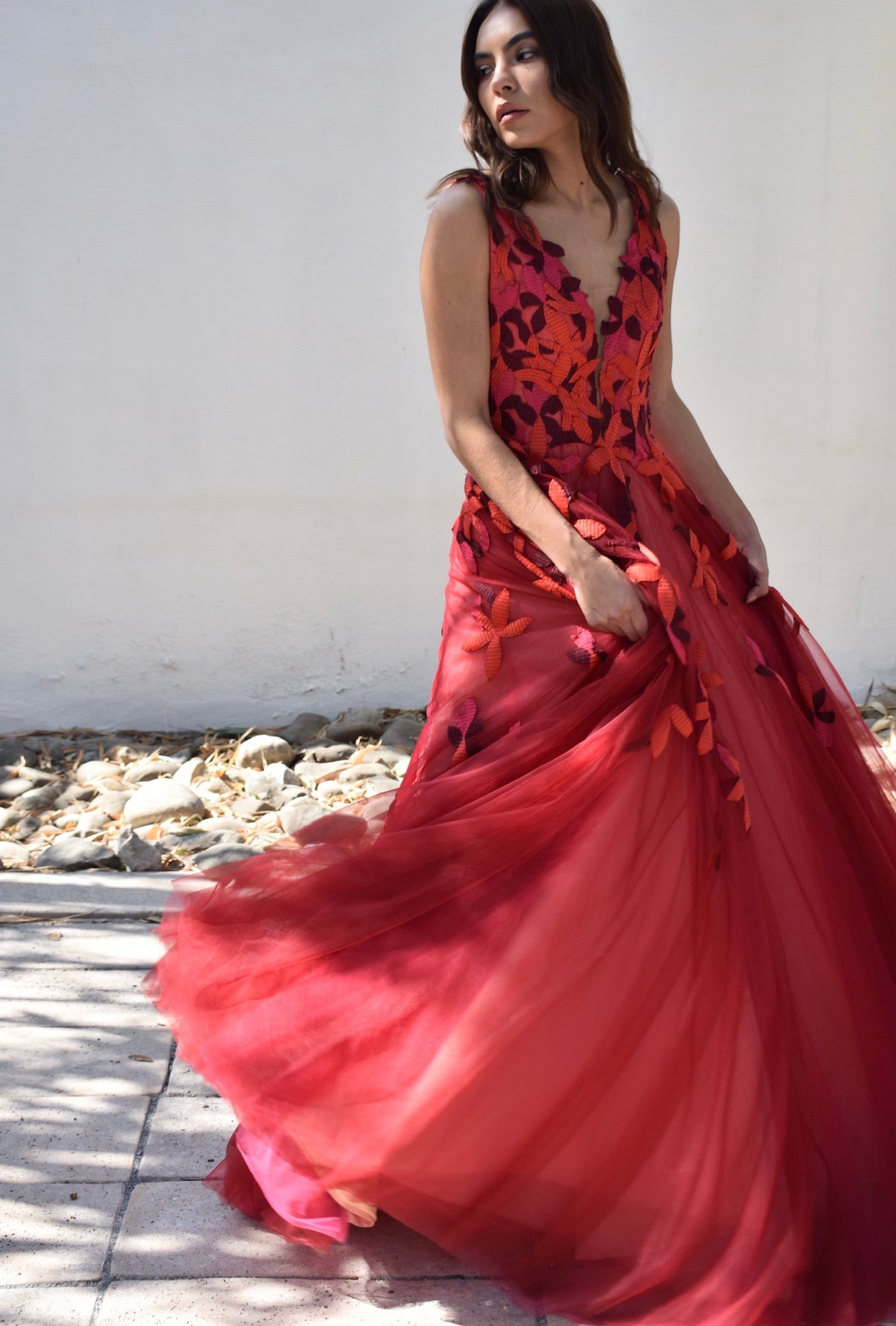 The tulle floral gown