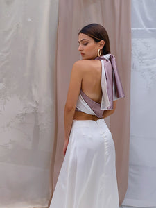 MULTIPURPOSE BAND TOP IN IVORY/TAUPE