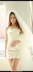 Sparkly mini bridal dress